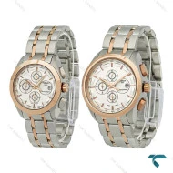 ساعت مچی ست تیسوت سه موتوره دورنگ رزگلد صفحه سفید Tissot-8270-S