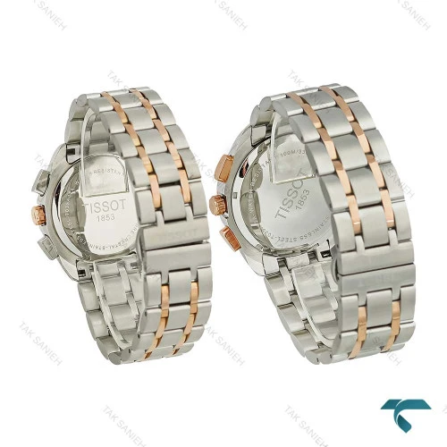 ساعت مچی ست تیسوت سه موتوره دورنگ رزگلد صفحه سفید Tissot-8270-S