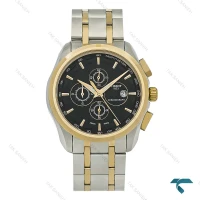 ساعت تیسوت مردانه سه موتوره کرنوگراف دورنگ طلایی صفحه مشکی Tissot-8271-G