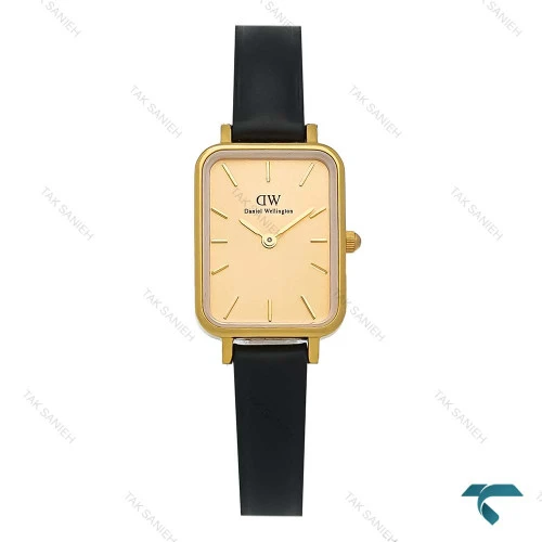 ساعت دنیل ولینگتون مستطیلی زنانه طلایی بند چرم DW-8309-L