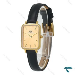 ساعت دنیل ولینگتون مستطیلی زنانه طلایی بند چرم DW-8309-L