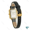 ساعت دنیل ولینگتون مستطیلی زنانه طلایی بند چرم DW-8309-L
