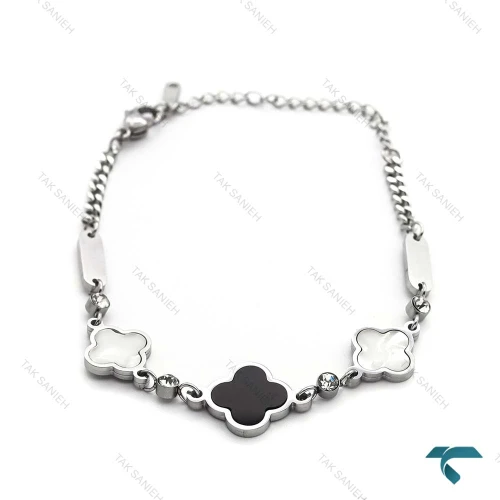 دستبند زنانه ون کلیف سه گل نقره ای VanCleef-8339-L