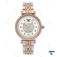 ساعت امپریو آرمانی دو رنگ رزگلد زنانه صفحه نگین Armani-8567-L