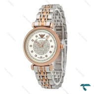 ساعت امپریو آرمانی دو رنگ رزگلد زنانه صفحه نگین Armani-8567-L