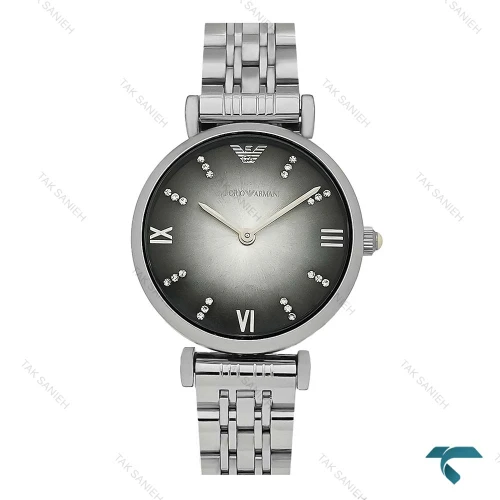 ساعت امپریو آرمانی زنانه سیلور صفحه طوسی مشکی Armani-8568-L