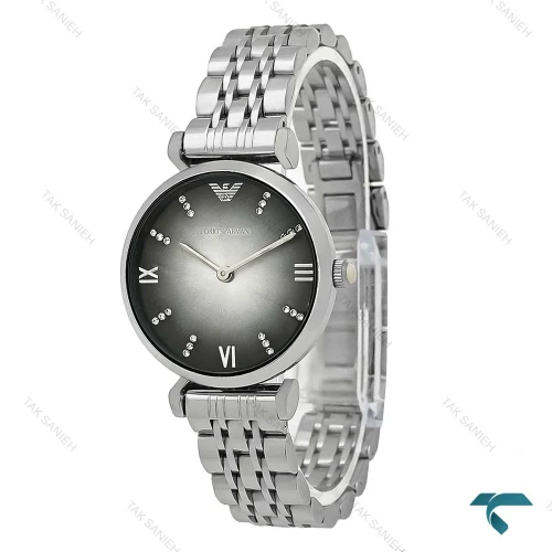 ساعت امپریو آرمانی زنانه سیلور صفحه طوسی مشکی Armani-8568-L