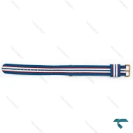بند برزنتی ساعت دنیل ولینگتون مردانه آبی سفید سگک رزگلد DW-Strap-8576-G