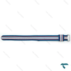 بند برزنتی دنیل ولینگتون مردانه سبز سرمه ای قرمز سفید سگک سیلور DW-Strap-8578-G