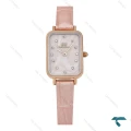 ساعت دنیل ولینگتون مستطیلی زنانه صورتی بند چرم DW-8612-L
