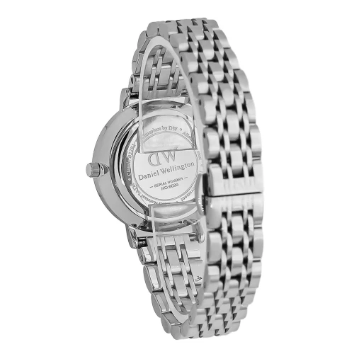 ساعت DW زنانه گرد استیل صفحه مشکی نگین دار مدیوم DW-8614-L