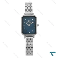 ساعت مچی DW زنانه مستطیلی سیلور صفحه سرمه ای نگین دار DW-8618-L