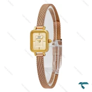 ساعت دنیل ولینگتون مینی زنانه بند حصیری رزگلد صفحه طلایی DW-8622-L
