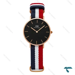 ساعت مچی زنانه دنیل ولینگتون رزگلد صفحه مشکی بند برزنت فرانسه DW-8623-L