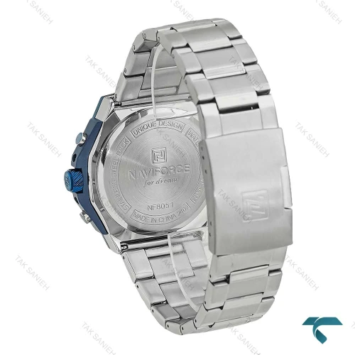 ساعت مردانه نیوی فورس NF8051 کورنوگراف سیلور آبی NaviForce-8632-G