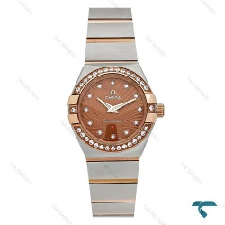 ساعت امگا کانسلیشن زنانه رزگلد دورنگین صفحه قهوه ای Omega-8638-L