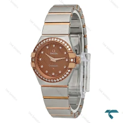 ساعت امگا کانسلیشن زنانه رزگلد دورنگین صفحه قهوه ای Omega-8638-L
