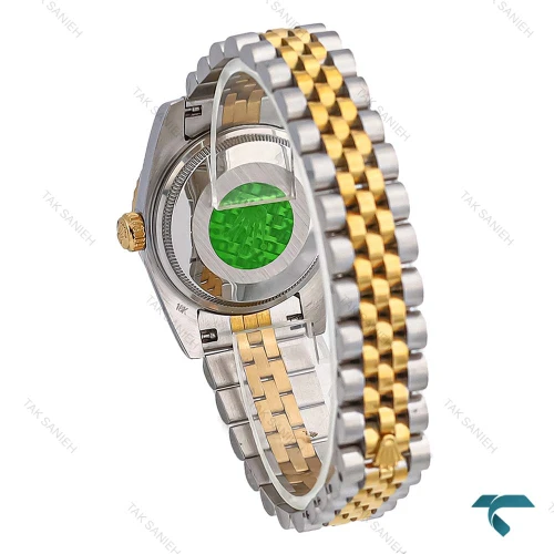ساعت رولکس دیت جاست زنانه دورنگ طلایی صفحه طوسی دورنگین Rolex-8648-L