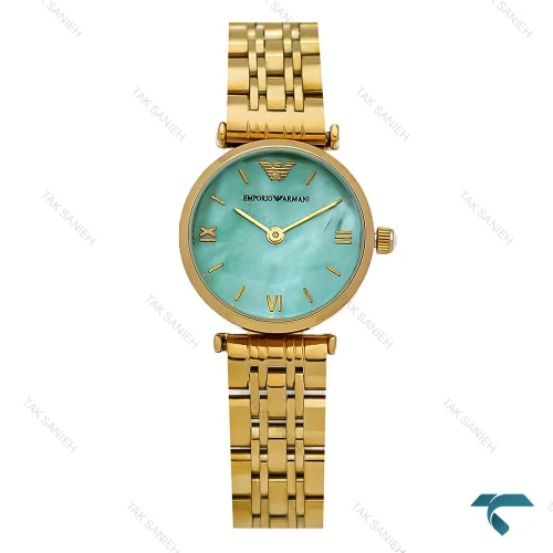ساعت امپریو آرمانی زنانه مینی طلایی صفحه فیروزه ای Armani-8364-L
