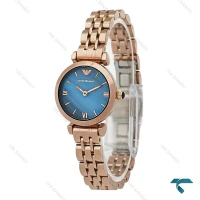 ساعت مچی امپریو آرمانی زنانه مینی رزگلد صفحه سرمه ای Armani-8367-L