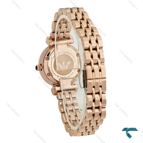 ساعت امپریو آرمانی زنانه مینی رزگلد صفحه سفید نگینی Armani-8368-L