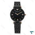 ساعت امپریو آرمانی زنانه سرامیکی مشکی ایندکس خط رزگلد Armani-8369-L