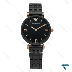 ساعت امپریو آرمانی زنانه سرامیکی مشکی ایندکس خط رزگلد Armani-8369-L