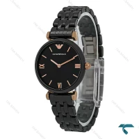 ساعت امپریو آرمانی زنانه سرامیکی مشکی ایندکس خط رزگلد Armani-8369-L