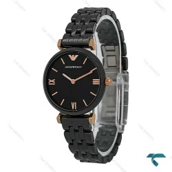 ساعت امپریو آرمانی زنانه سرامیکی مشکی ایندکس خط رزگلد Armani-8369-L