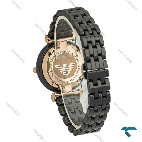 ساعت امپریو آرمانی زنانه سرامیکی مشکی ایندکس خط رزگلد Armani-8369-L