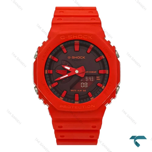ساعت جیشاک GA2100 مردانه قرمز صفحه مشکی GShock-8390-G