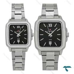 ساعت ست نیوی فورس NF9239 سیلور صفحه مشکی NaviForce-8399-S