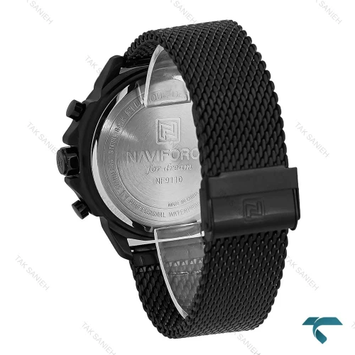 ساعت نیوی NF9110 مردانه بند حصیری مشکی عقربه قرمز NaviForce-8402-G