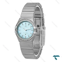ساعت امگا کانسلیشن زنانه نقره ای دورنگین صفحه آبی Omega-8406-L