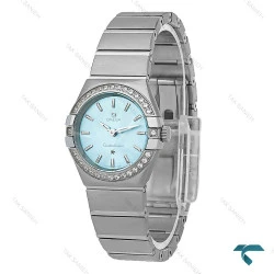 ساعت امگا کانسلیشن زنانه نقره ای دورنگین صفحه آبی Omega-8406-L