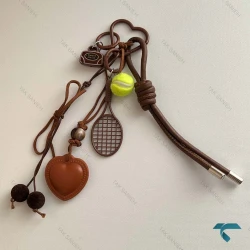 آویز کیف زنانه تنیسی با قلب عسلی Charm-8430-L