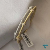 دستبند زنانه طلایی نقره ای طرح مهره Bracelet-8458-L