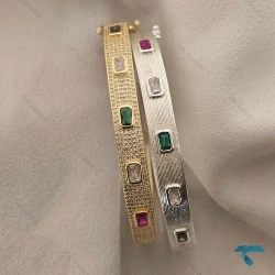 دستبند زنانه طلایی ونقره ایی نگین دار  Bracelet-8459-L