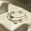 دستبند زنانه طلایی طرح پروانه نگین دار Bracelet-8461-L