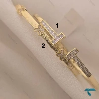 دستبند هرمس طلایی نگین دار Hermes-8492-L