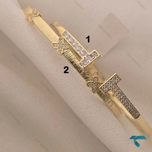 دستبند هرمس طلایی نگین دار Hermes-8492-L