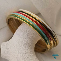 دستبند میناکاری رنگی طلایی MinaKari-8509-L