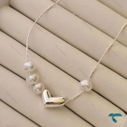 گردنبند قلب و مروارید GhardanBand-8529-L