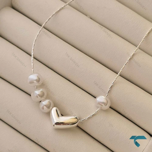 گردنبند قلب و مروارید GhardanBand-8529-L