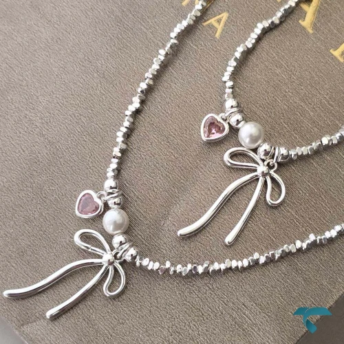 گردنبند قلب و پاپیون GhardanBand-8534-L