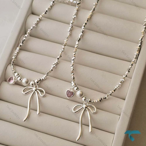 گردنبند قلب و پاپیون GhardanBand-8534-L