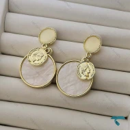 گوشواره سکه ایی صدفی Ghoshvareh-8463-L