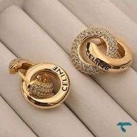 گوشواره طلایی نگین دار طرح سلین Ghoshvareh-8545-L