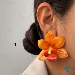 گوشواره طرح گل میناکاری Ghoshvareh-8546-L