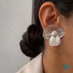 گوشواره نقره ای طرح گل Ghoshvareh-8547-L